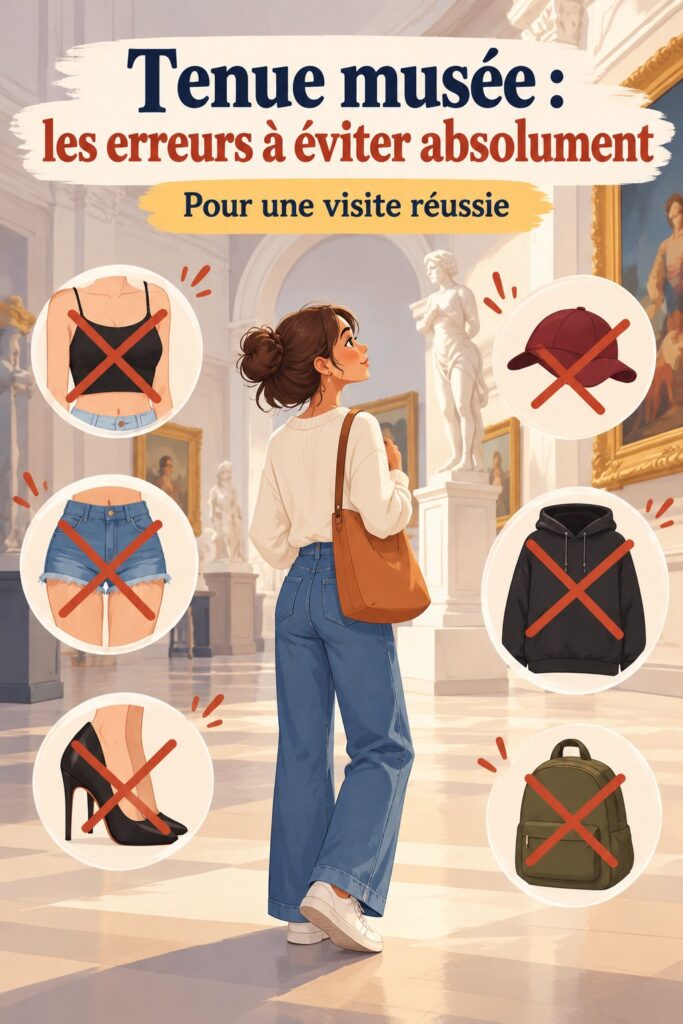 Femme élégante et confortable en tenue de musée