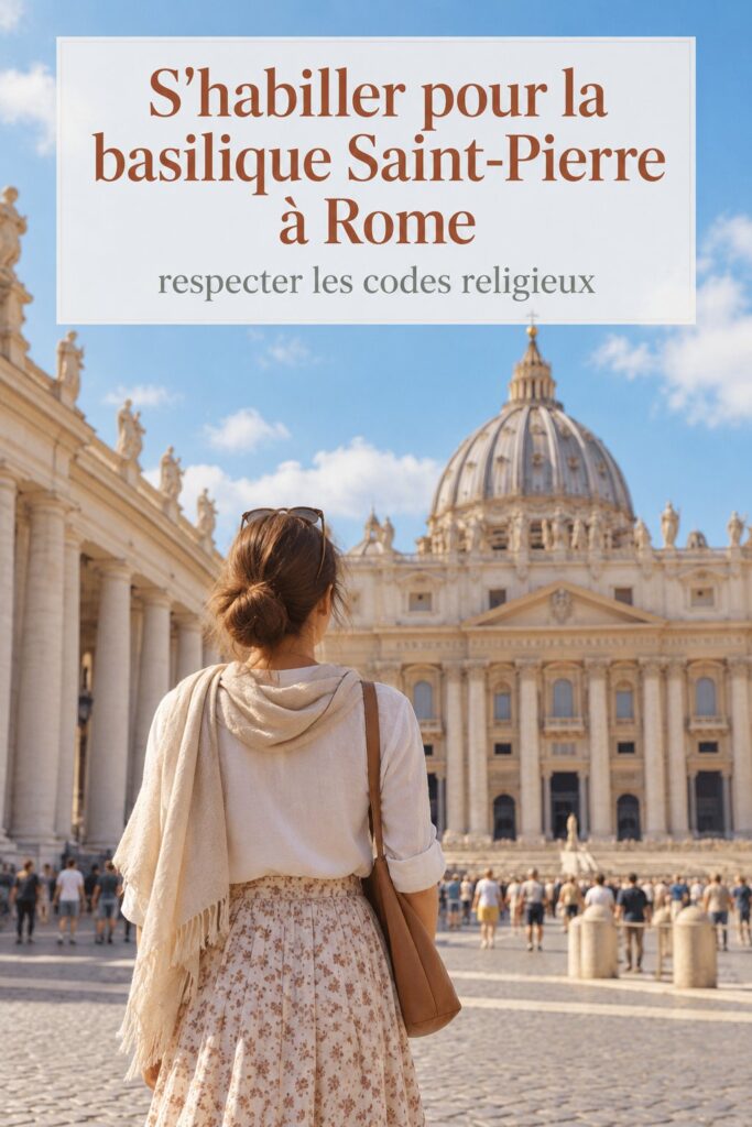 Femme élégamment habillée devant la basilique Saint-Pierre à Rome