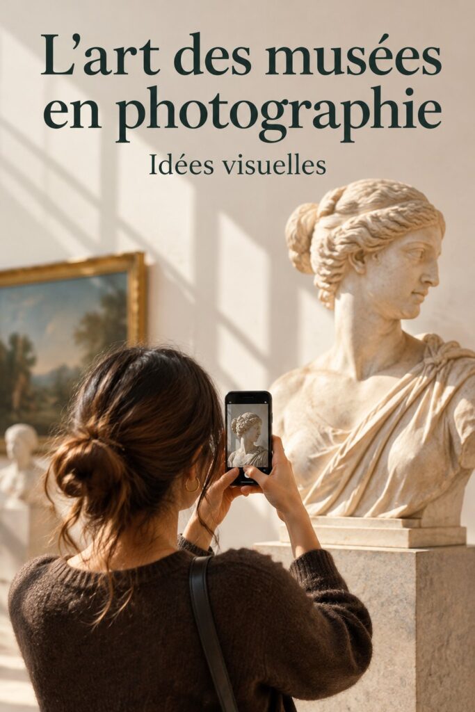 Photo d'une femme prenant une photo d'une œuvre d'art dans un musée.