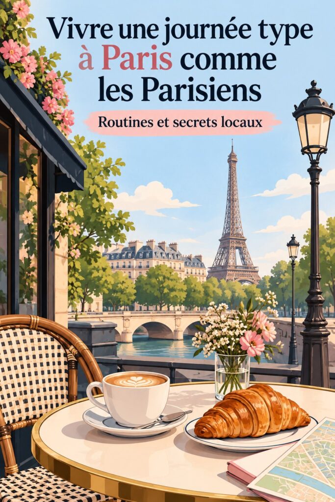 Vue d'une terrasse parisienne avec des habitants débutant leur journée.