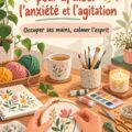 Femme engagée dans une activité manuelle apaisante, illustrant l'effet relaxant des loisirs créatifs.
