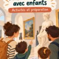 Famille heureuse visitant un musée avec des enfants
