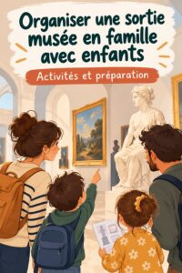 Famille heureuse visitant un musée avec des enfants