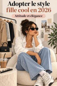 Femme portant un look fille cool en 2026, mixant confort et élégance.