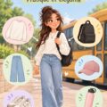 Femme stylée portant une tenue confortable pour une sortie scolaire.