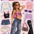 Une femme portant un look inspiré des années 2000, avec des pièces rétro modernes.