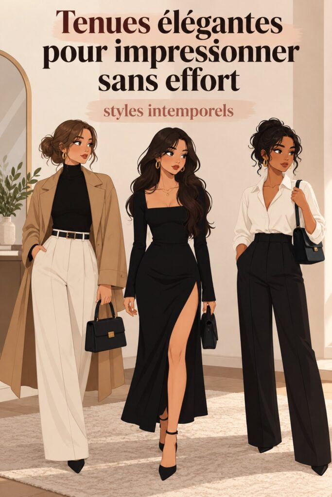 Une femme portant une tenue élégante et chic, prête à impressionner.