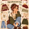 Femme portant une tenue hipster colorée et originale, représentant le style accessible.