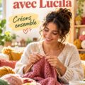 Image colorée de Lucila montrant des créations en tricot.